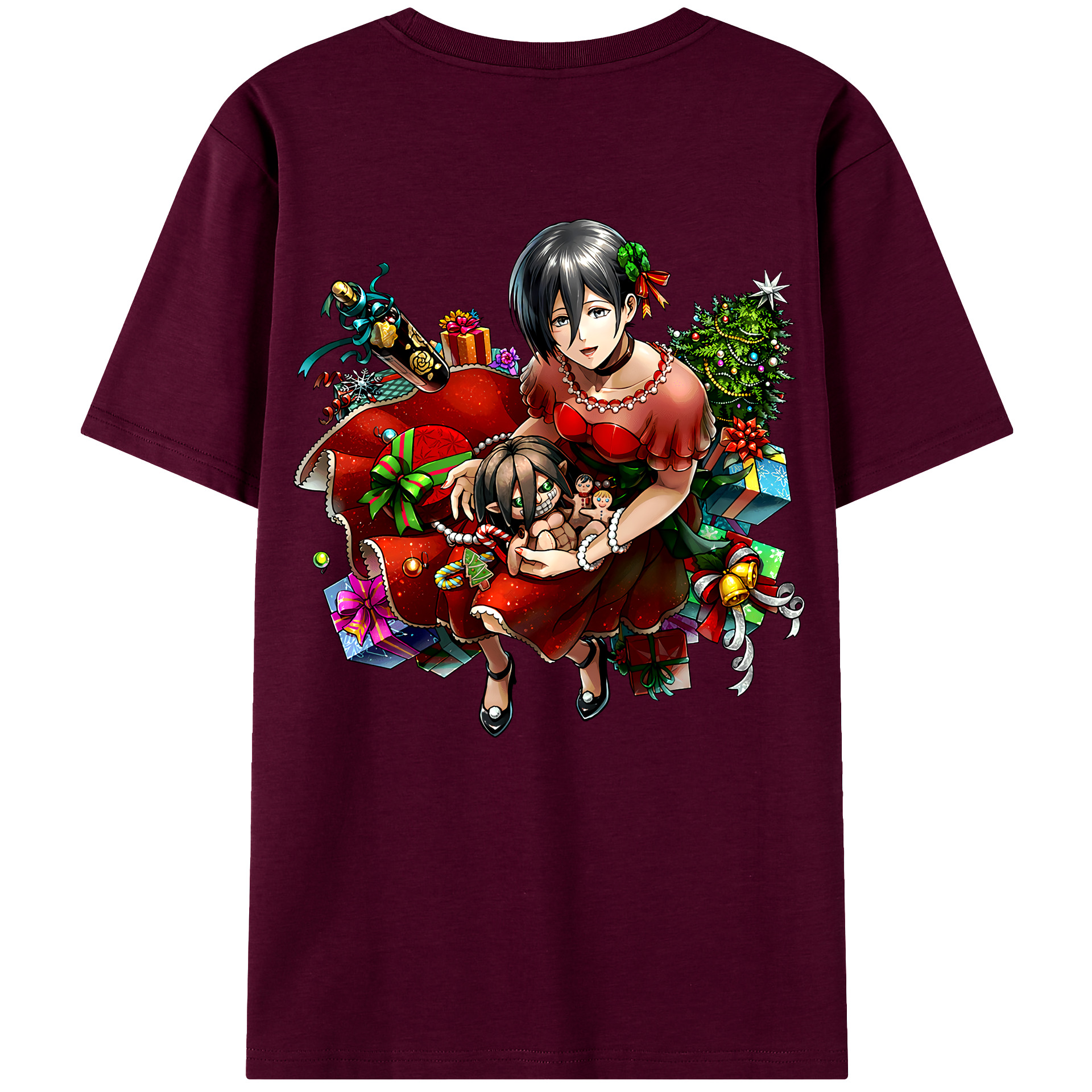 （画像用） 進撃の巨人 ミカサ·アッカーマン Attack on Titan Mikasa Ackerman レディース半袖Tシャツ(バックプリント)